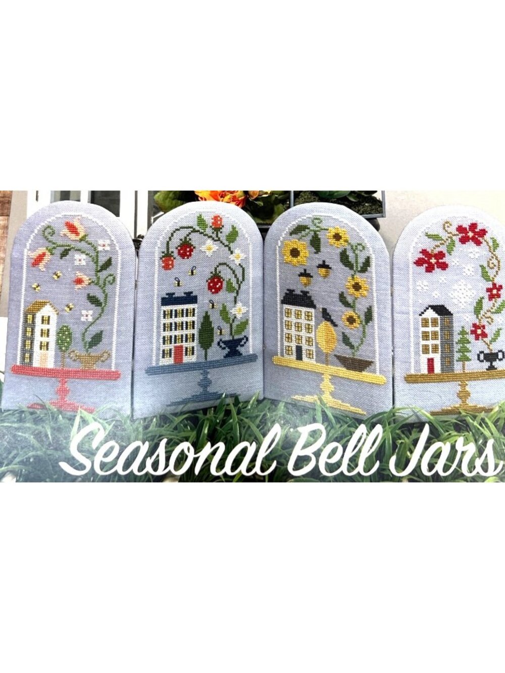 Seasonal Bell Jars Counted Cross Stitch Pattern By Tiny Modernist